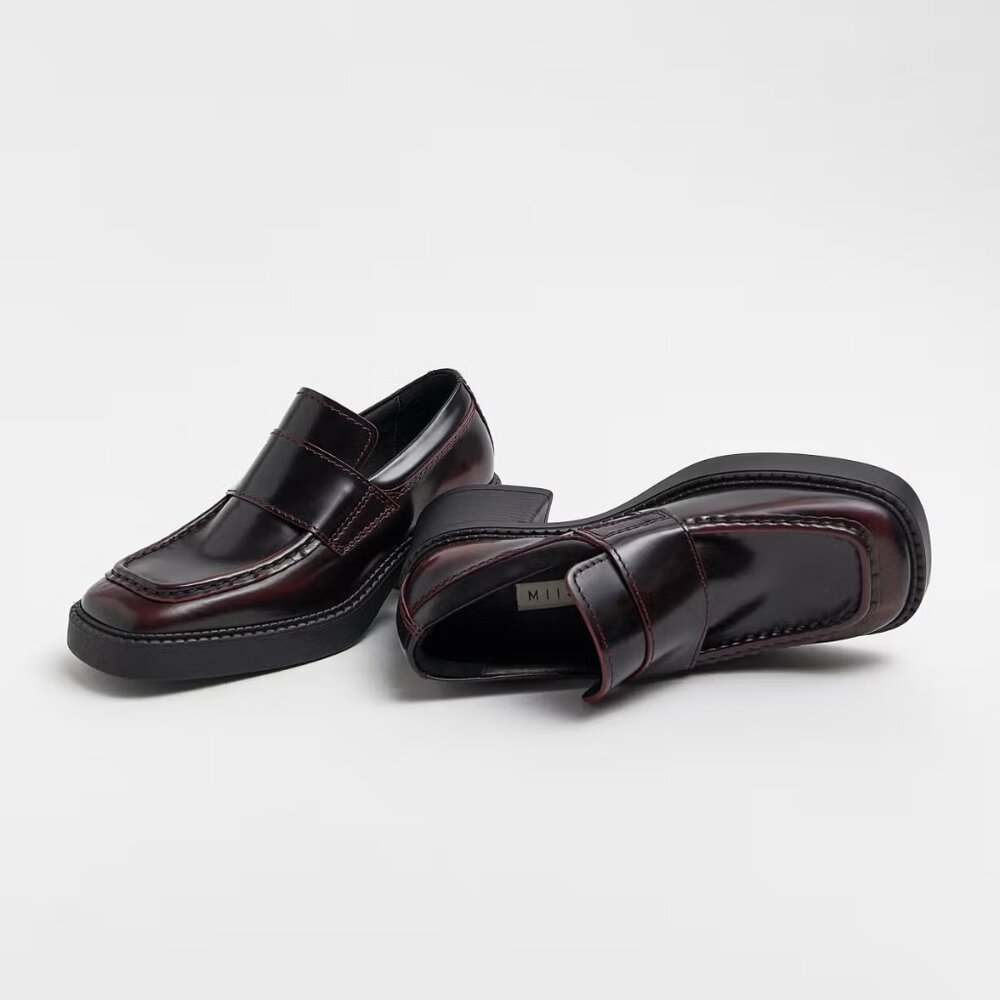 NIB! SOLD OUT COLOR! MIISTA KARINA BURGUNDY BRUSH OFF LEATHER LOAFERS sz38 - Picture 12 of 15